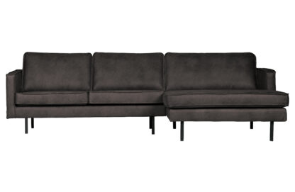 BEPUREHOME Rodeo sofa, m. højre chaiselong - sort stof