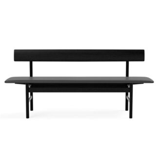 Fredericia Furniture Mogensen 3171 Bænk - Eg Sort Lak. LÆDER OMNI 301, BLACK