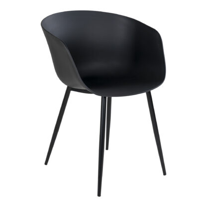 HOUSE NORDIC Roda spisebordsstol, m. armlæn - sort plastik og sort stål