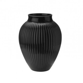 Knabstrup Vase med riller 27 cm sort