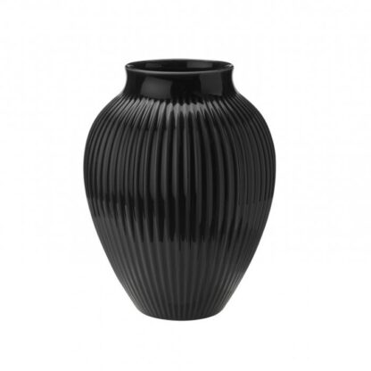 Knabstrup Vase med riller 27 cm sort