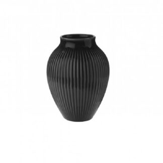 Knabstrup vase med riller 12,5 cm sort