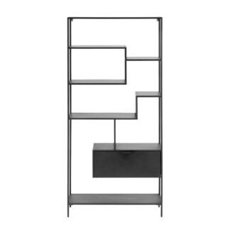 LAFORMA Shantay reol, m. skuffe - sort stål (H:168cm x80cm x 31cm)