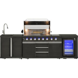 Mustang Gasgrill Black Diamond 6+2 sommerkøkken med køleskab og vandhane