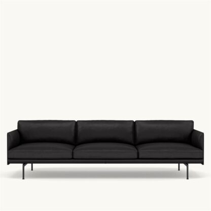 Muuto Outline 3 1/2 Personers Sofa - Sort Læder/Sort