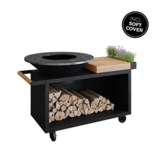 OFYR Grill Island Black 100 PRO Teak Wood