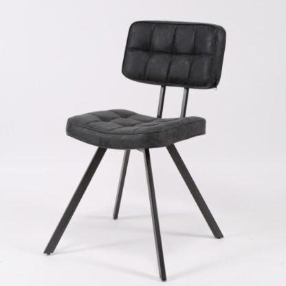 Open- 4 Spisebordsstole i stål og sort læder