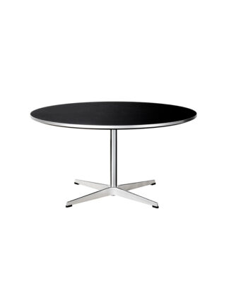 Piet Hein A223 sofabord, Ø90 cm fra Fritz Hansen (Sort laminat m. alukant)