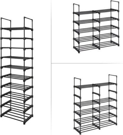 Skoreol - delbart skostativ med 10 hylder - sort 45 x 30 x 174 - Reoler og hylder > Skoreoler og skostativer - Daily-Living