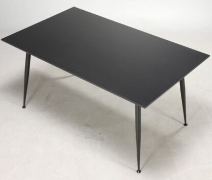 Spencer - rektangulært spisebord, sort linoleum med metalben 120 x 80 cm