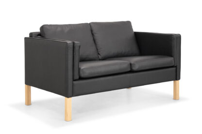 Tranekær 2 Pers. Sofa, Sort Okselæder