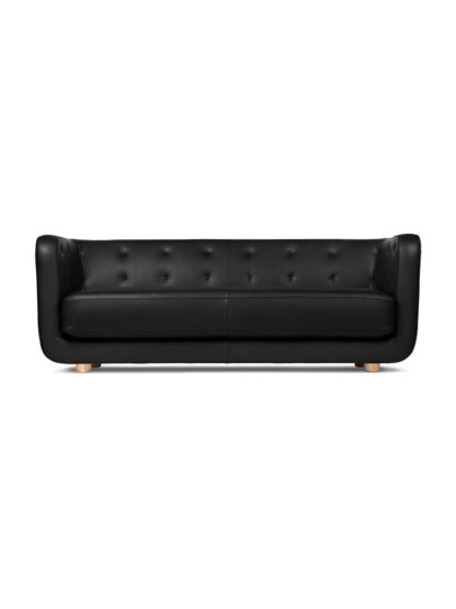 Vilhelm Sofa fra Audo Copenhagen (Læder, Nevada Black 0500S, Eg)