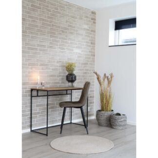 Vita - Skrivebord med sort ramme og egetræslook bordplade 100x45x75 cm