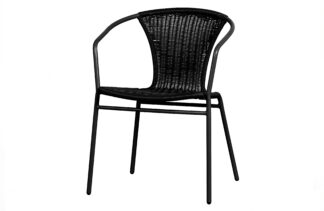 WOOOD EXCLUSIVE Weston havestol, m. armlæn, stabelbar - sort polyrattan og metal