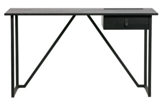 WOOOD Julius skrivebord, m. 1 skuffe - sort blacknight asketræ (126x53)