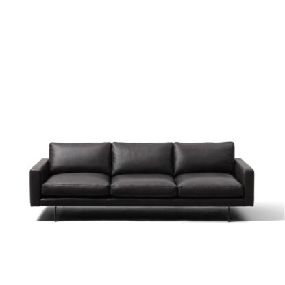 Wendelbo Edge V.1 Sofa Modul 25 - Sort Læder m/Sortlakeret Stål