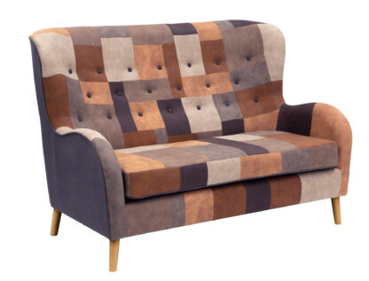 King 2 Pers Sofa I Patchwork Golden Med Olieret Bøge Ben