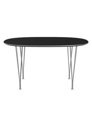 Piet Hein B611 Spisebord, 135 x 90 cm fra Fritz Hansen (Sort laminat m. alukant)