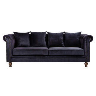 VENTURE DESIGN Velvet 3 pers. sofa - sort velour og træ