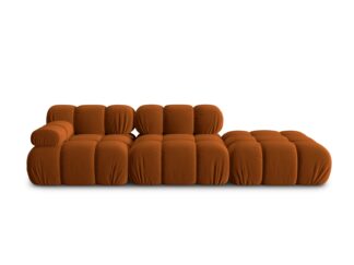 MICADONI Bellis Modul sofa, højre, 4 sæder - orange fløjl og sort plastik