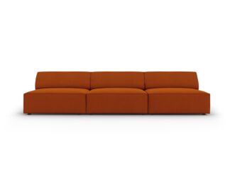 MICADONI Jodie sofa, 3 sæder - orange stof og sort plast