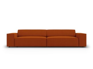 MICADONI Jodie sofa, 3 sæder - orange stof og sort plast