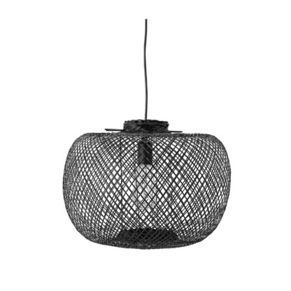 BLOOMINGVILLE rund loftlampe - sort bambus (Ø42)