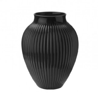 Knabstrup Vase med riller 35 cm sort