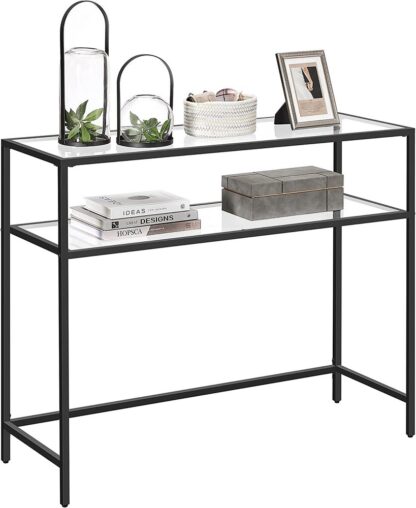 Konsolbord - sidebord med hærdet glas og sort stel 100x35x80 - Borde > Sideborde - Daily-Living