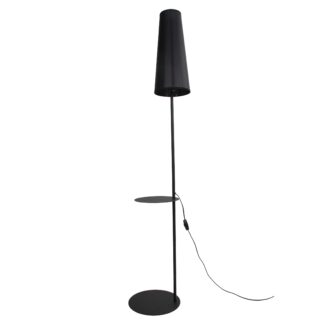 TK Zing gulvlampe, m. 1 hylde - sort stof og sort metal