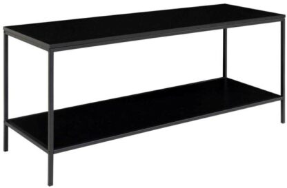 Valencia TV bord 100 x 36 cm i sort metalstel og med sorte hylder.