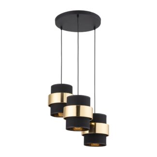 MICADONI Kappa loftlampe - guld/sort metal/stof