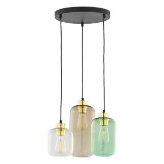 MICADONI Lumos loftlampe - multifarvet glas og guld/sort metal