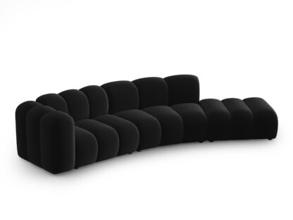 MICADONI Lupin Modul sofa, højre, 5 sæder - sort fløjl og sort plast